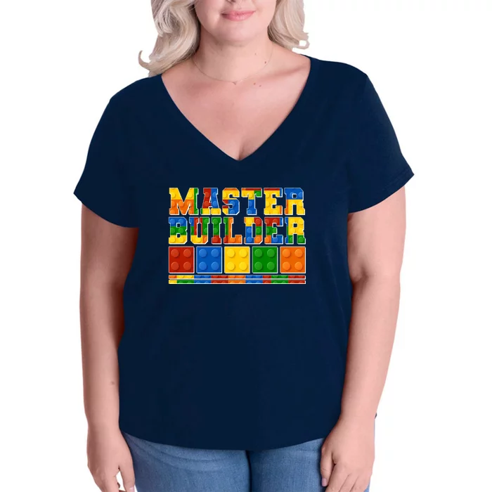 Cool Master Builder Lego Fan Women's V-Neck Plus Size T-Shirt