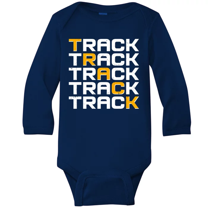 Cool Modern Track & Field Pattern Baby Long Sleeve Bodysuit