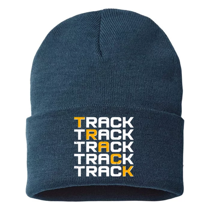 Cool Modern Track & Field Pattern Sustainable Knit Beanie