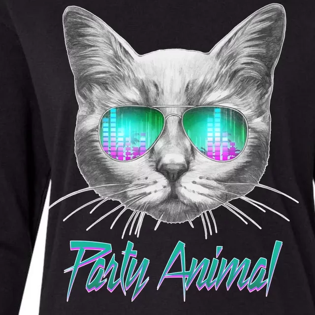 Cool Party Animal Cat Womens Cotton Relaxed Long Sleeve T-Shirt