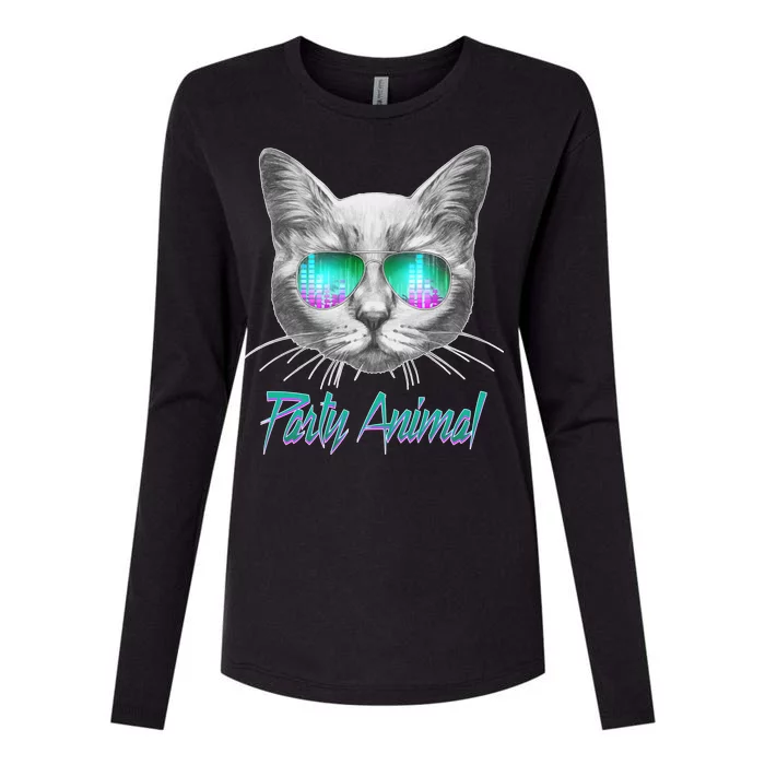 Cool Party Animal Cat Womens Cotton Relaxed Long Sleeve T-Shirt