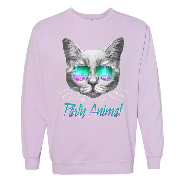 Cool Party Animal Cat Garment-Dyed Sweatshirt