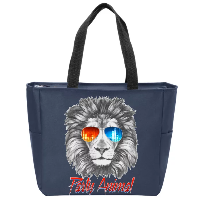 Cool Party Animal Lion Zip Tote Bag