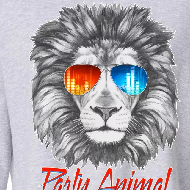 Cool Party Animal Lion Cropped Pullover Crew