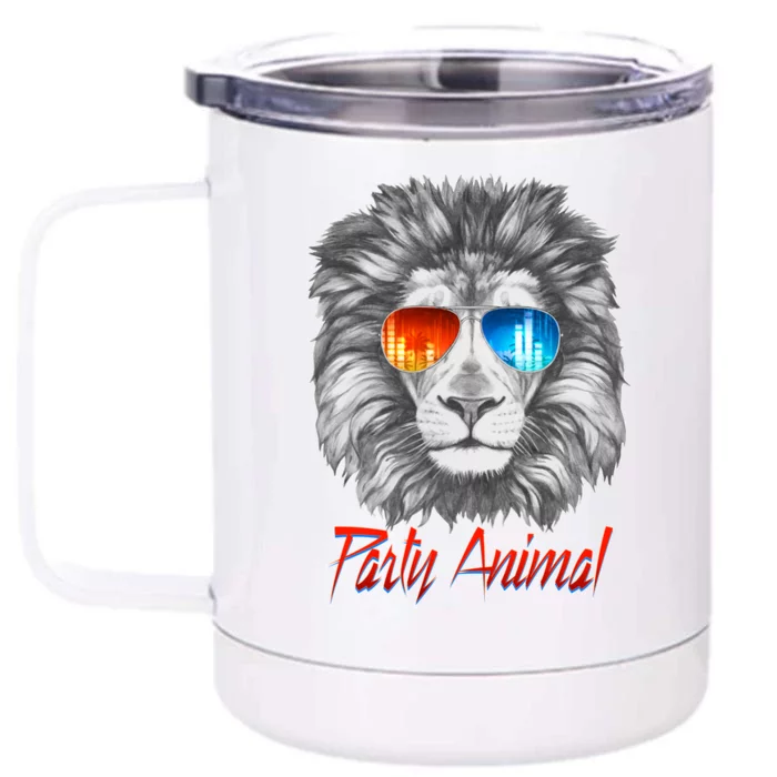 Cool Party Animal Lion Front & Back 12oz Stainless Steel Tumbler Cup