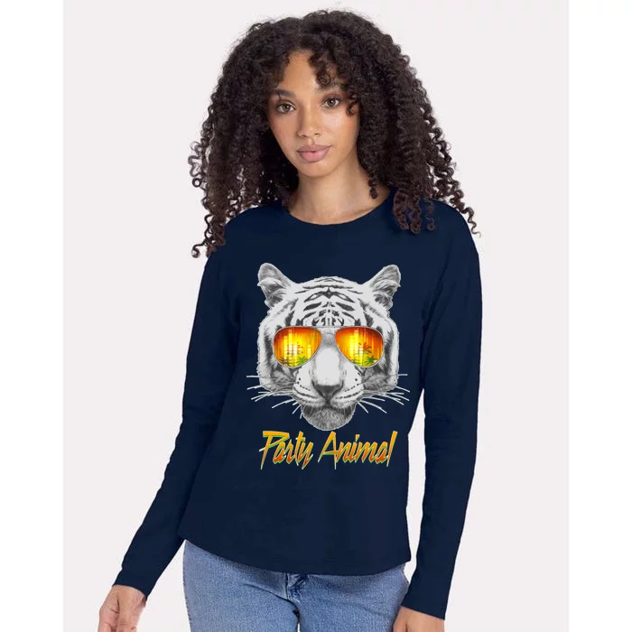 Cool Party Animal Tiger Womens Cotton Relaxed Long Sleeve T-Shirt