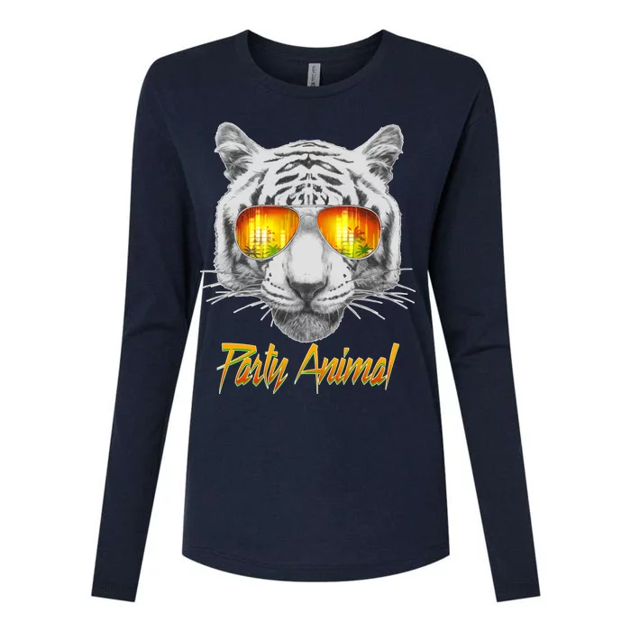 Cool Party Animal Tiger Womens Cotton Relaxed Long Sleeve T-Shirt