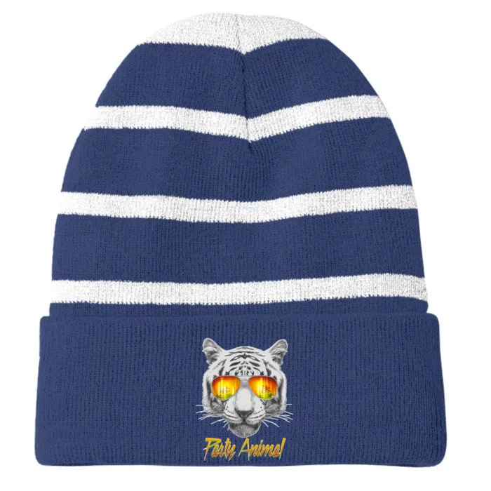 Cool Party Animal Tiger Striped Beanie with Solid Band