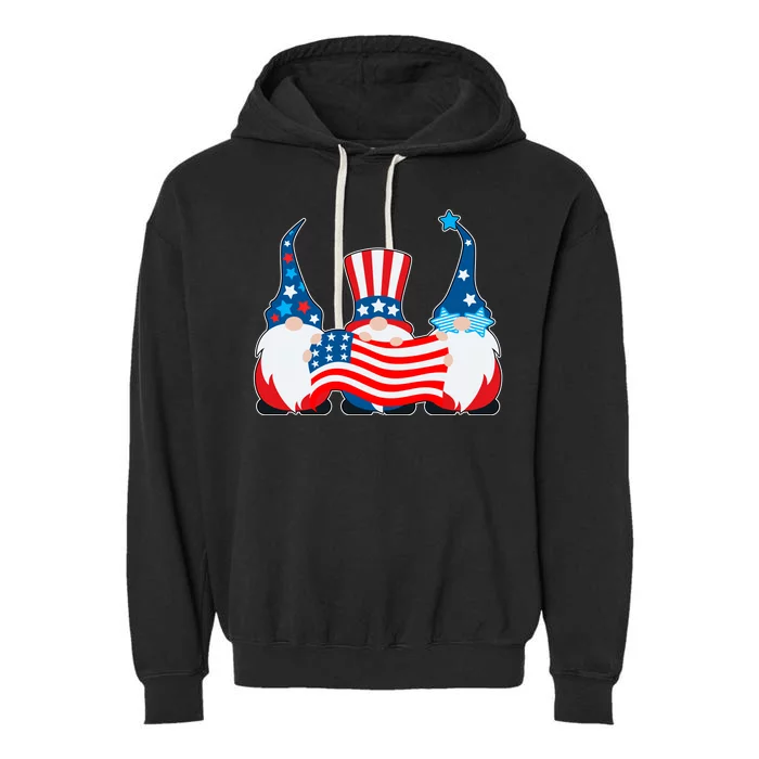 Cool Patriotic USA American Gnomes Garment-Dyed Fleece Hoodie