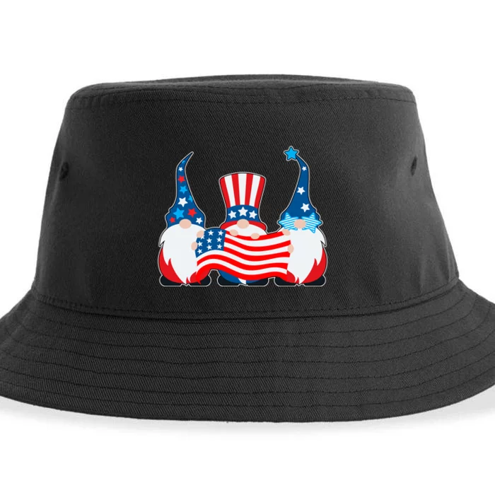 Cool Patriotic USA American Gnomes Sustainable Bucket Hat