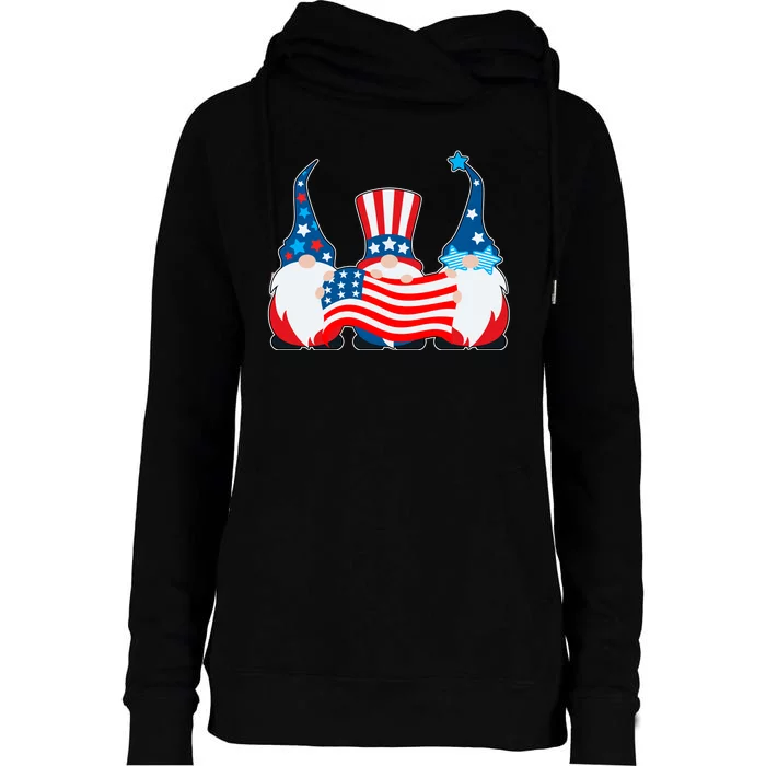 Cool Patriotic USA American Gnomes Womens Funnel Neck Pullover Hood