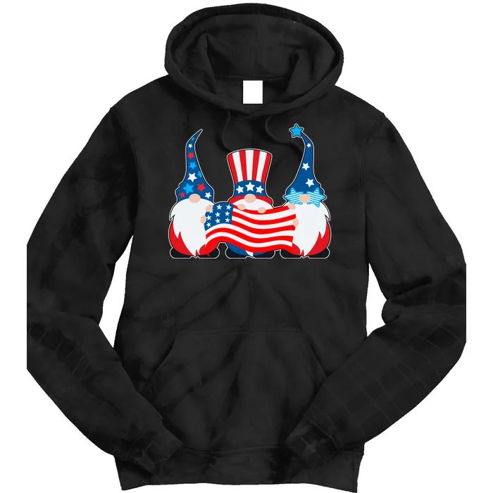 Cool Patriotic USA American Gnomes Tie Dye Hoodie