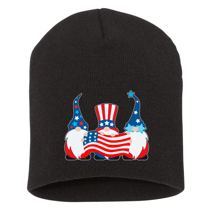 Cool Patriotic USA American Gnomes Short Acrylic Beanie