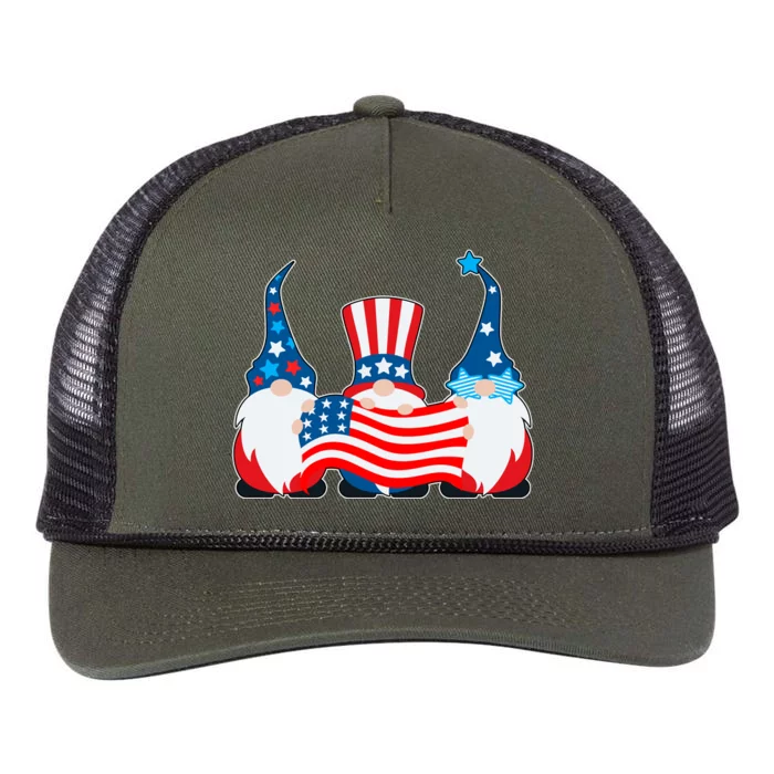 Cool Patriotic USA American Gnomes Retro Rope Trucker Hat Cap