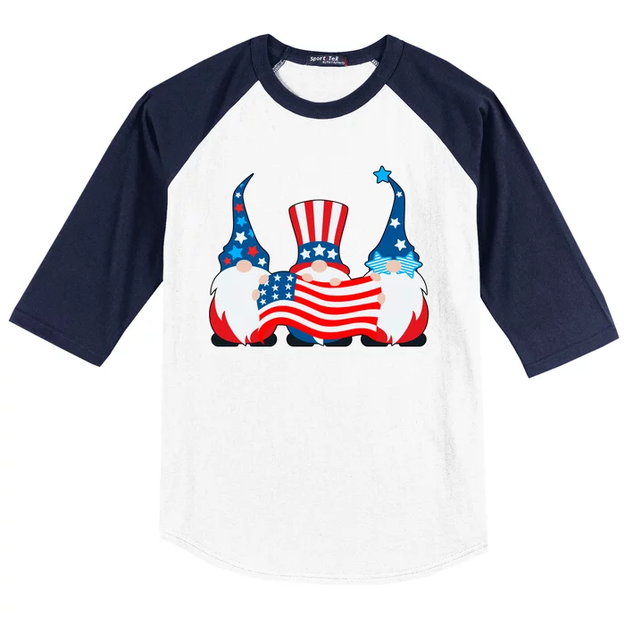 Cool Patriotic USA American Gnomes Baseball Sleeve Shirt