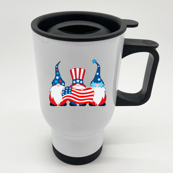 Cool Patriotic USA American Gnomes Front & Back Stainless Steel Travel Mug