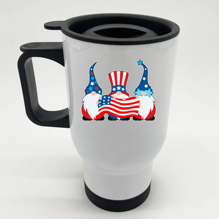 Cool Patriotic USA American Gnomes Front & Back Stainless Steel Travel Mug