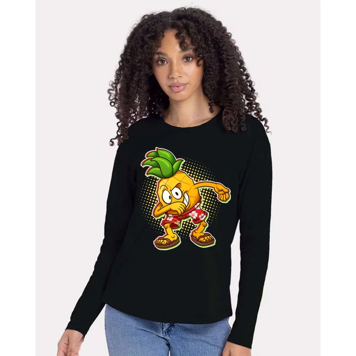 Cool Pineapple Dab Womens Cotton Relaxed Long Sleeve T-Shirt