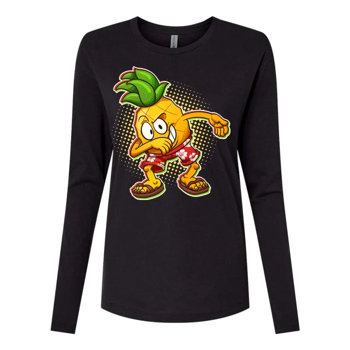 Cool Pineapple Dab Womens Cotton Relaxed Long Sleeve T-Shirt