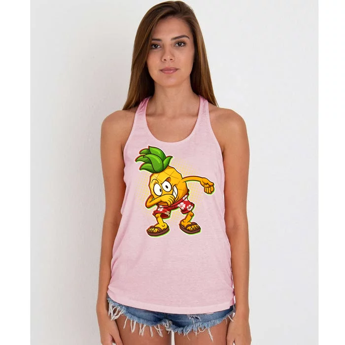 Cool Pineapple Dab Women's Knotted Racerback Tank