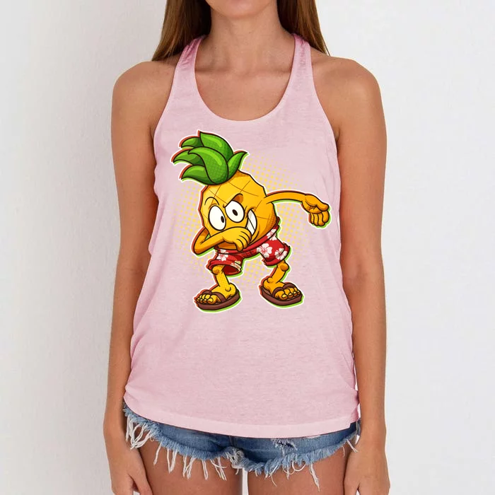 Cool Pineapple Dab Women's Knotted Racerback Tank