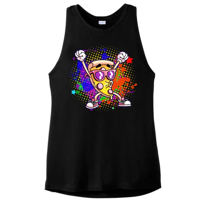 Cool Pizza Splatter Ladies Tri-Blend Wicking Tank