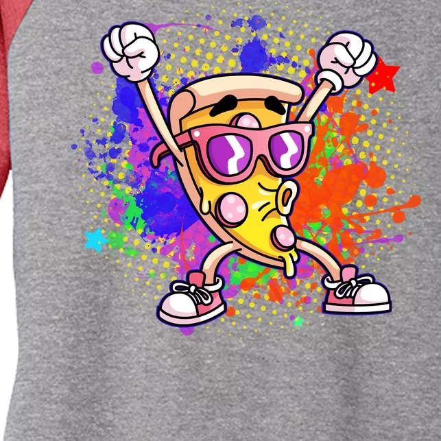 Cool Pizza Splatter Women's Tri-Blend 3/4-Sleeve Raglan Shirt