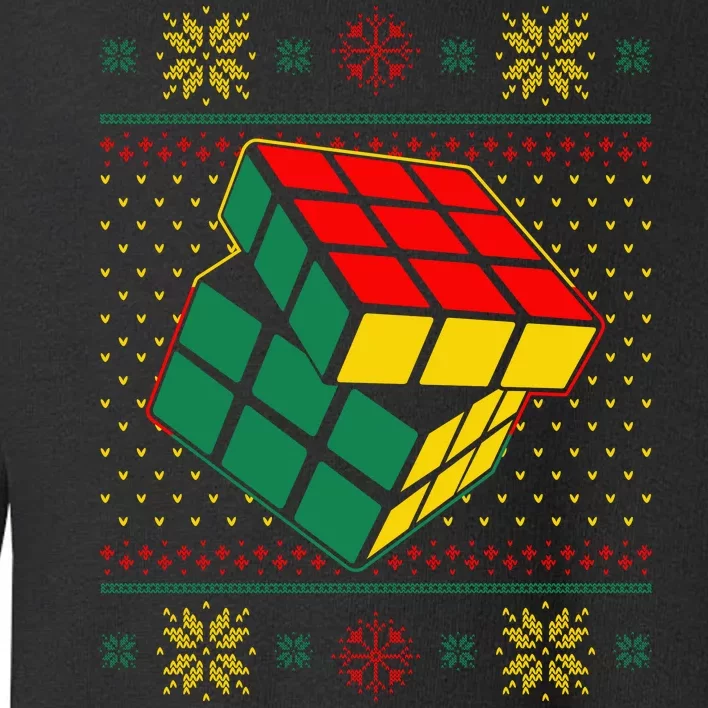 Cool Retro Classic Cube Ugly Christmas Sweater Toddler Sweatshirt