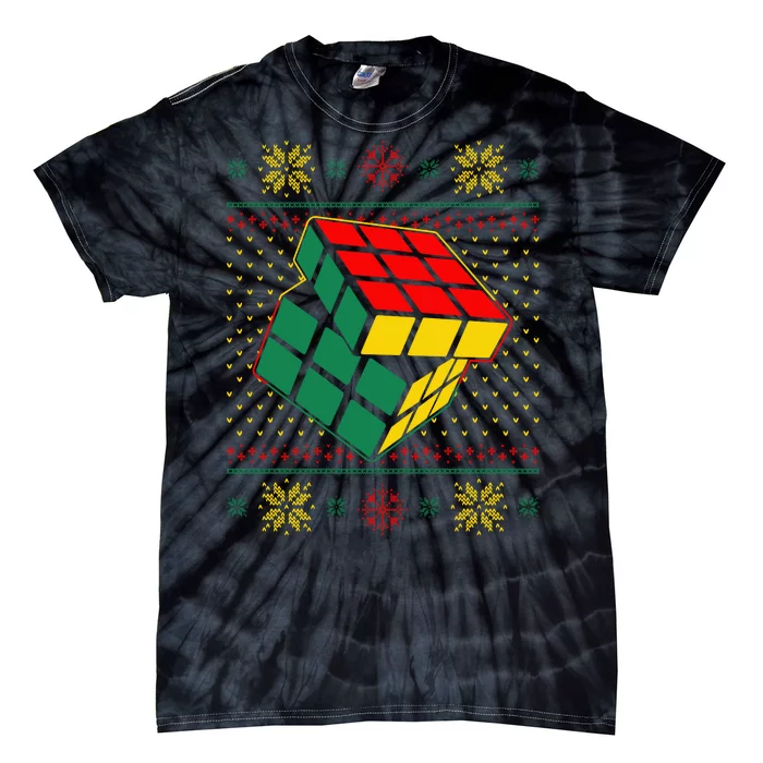 Cool Retro Classic Cube Ugly Christmas Sweater Tie-Dye T-Shirt