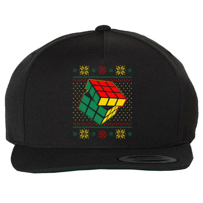 Cool Retro Classic Cube Ugly Christmas Sweater Wool Snapback Cap