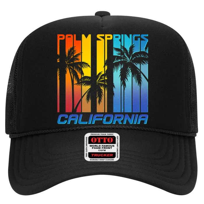 Cool Retro Palm Springs California High Crown Mesh Trucker Hat