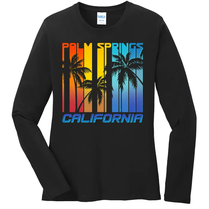 Cool Retro Palm Springs California Ladies Long Sleeve Shirt