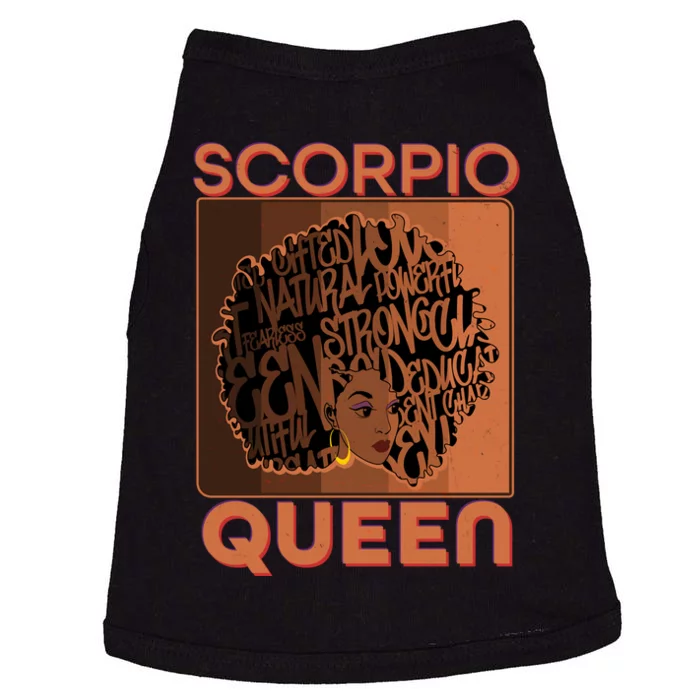 Cool Retro Scorpio Queen Afro Woman Doggie Tank