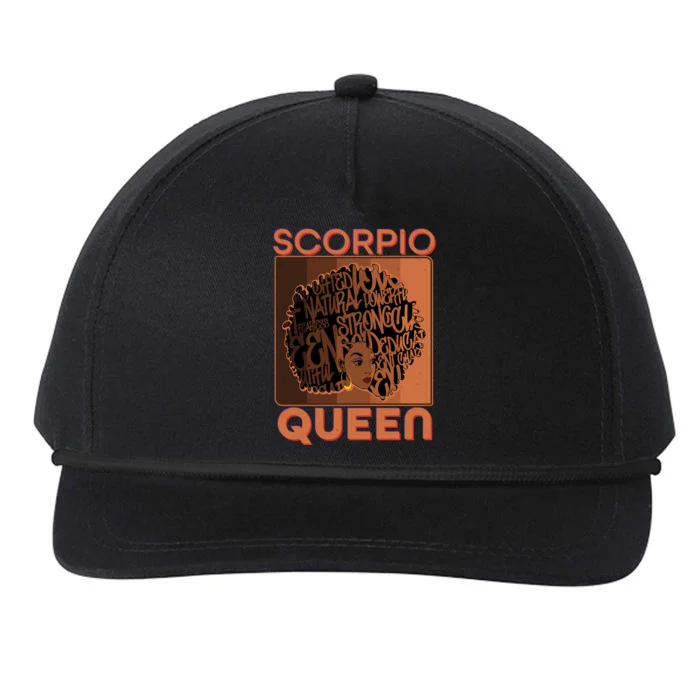 Cool Retro Scorpio Queen Afro Woman Snapback Five-Panel Rope Hat