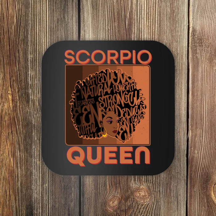 Cool Retro Scorpio Queen Afro Woman Coaster