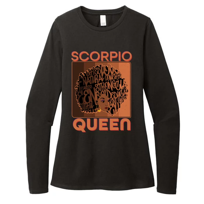 Cool Retro Scorpio Queen Afro Woman Womens CVC Long Sleeve Shirt