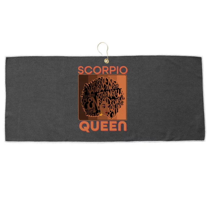 Cool Retro Scorpio Queen Afro Woman Large Microfiber Waffle Golf Towel