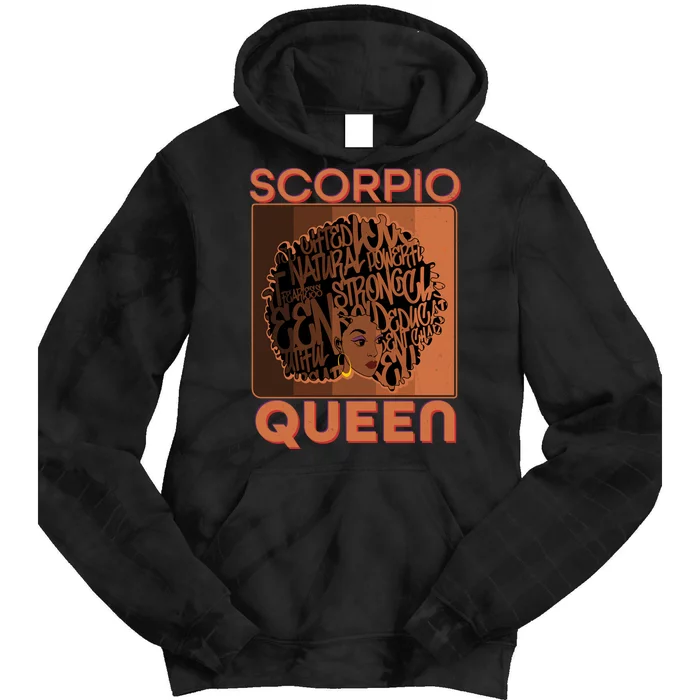 Cool Retro Scorpio Queen Afro Woman Tie Dye Hoodie