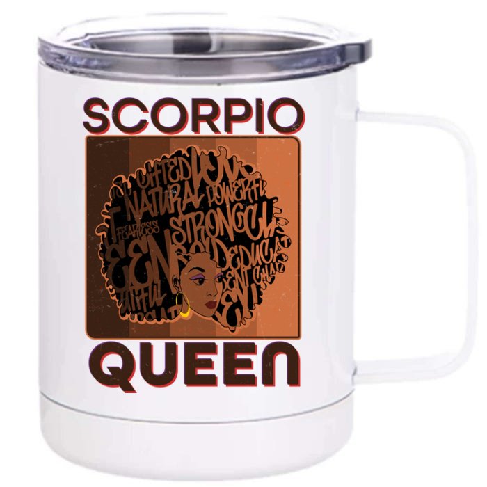 Cool Retro Scorpio Queen Afro Woman Front & Back 12oz Stainless Steel Tumbler Cup