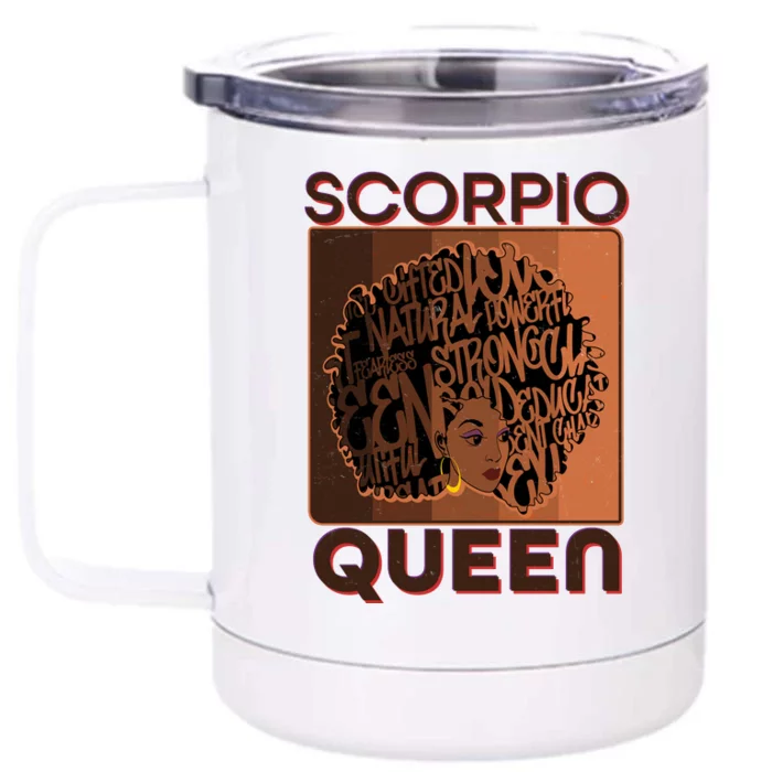 Cool Retro Scorpio Queen Afro Woman Front & Back 12oz Stainless Steel Tumbler Cup