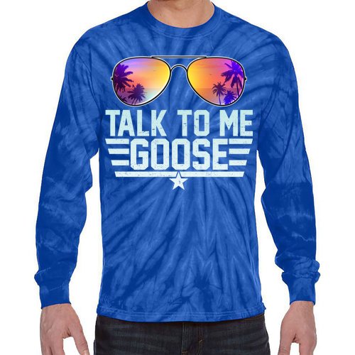 Cool Retro Talk To Me Goose Tie-Dye Long Sleeve Shirt