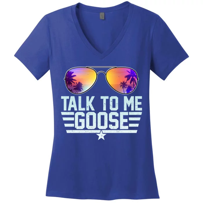 Cool Retro Talk To Me Goose Women's V-Neck T-Shirt