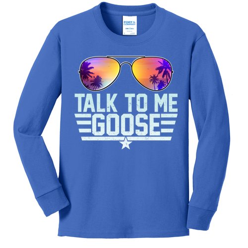 Cool Retro Talk To Me Goose Kids Long Sleeve Shirt