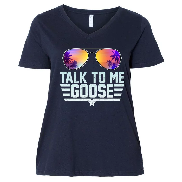 Cool Retro Talk To Me Goose Women's V-Neck Plus Size T-Shirt