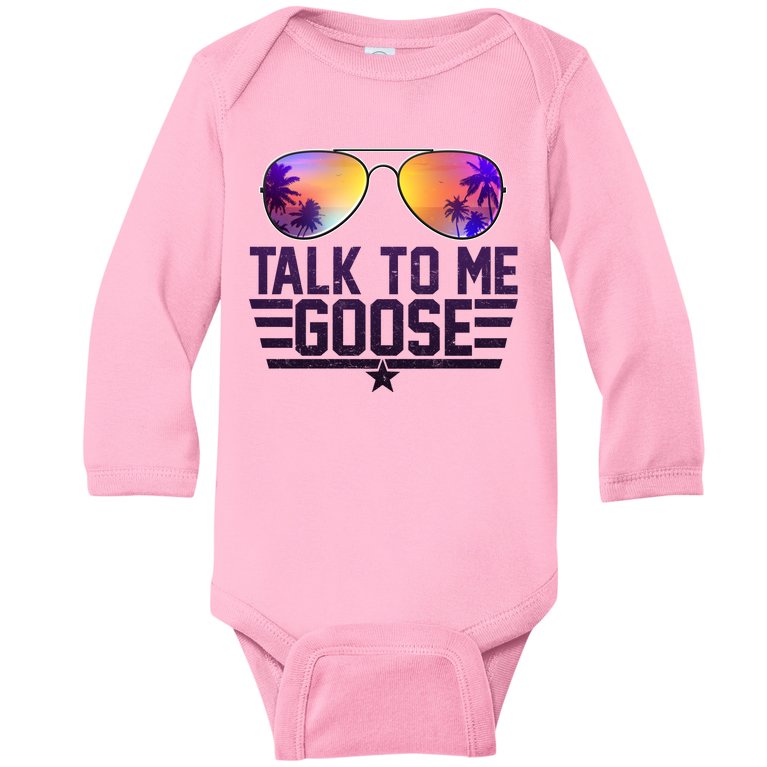 Cool Retro Talk To Me Goose Baby Long Sleeve Bodysuit