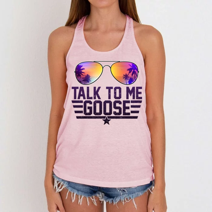 Cool Retro Talk To Me Goose Women's Knotted Racerback Tank