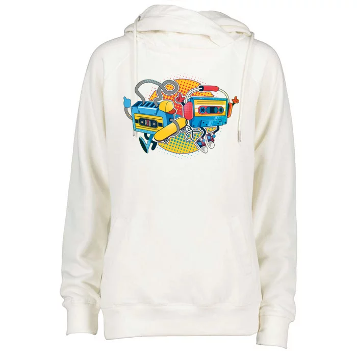 Cool Retro Tapes Womens Funnel Neck Pullover Hood