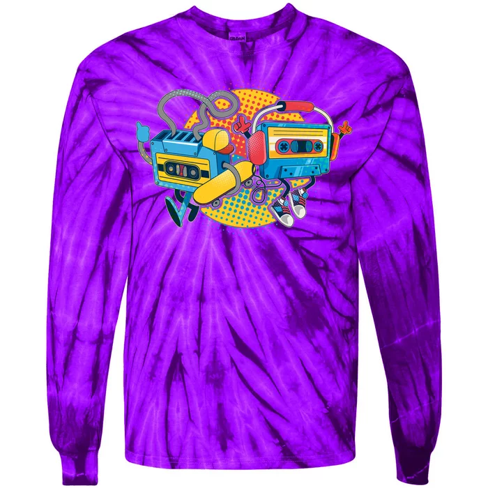 Cool Retro Tapes Tie-Dye Long Sleeve Shirt