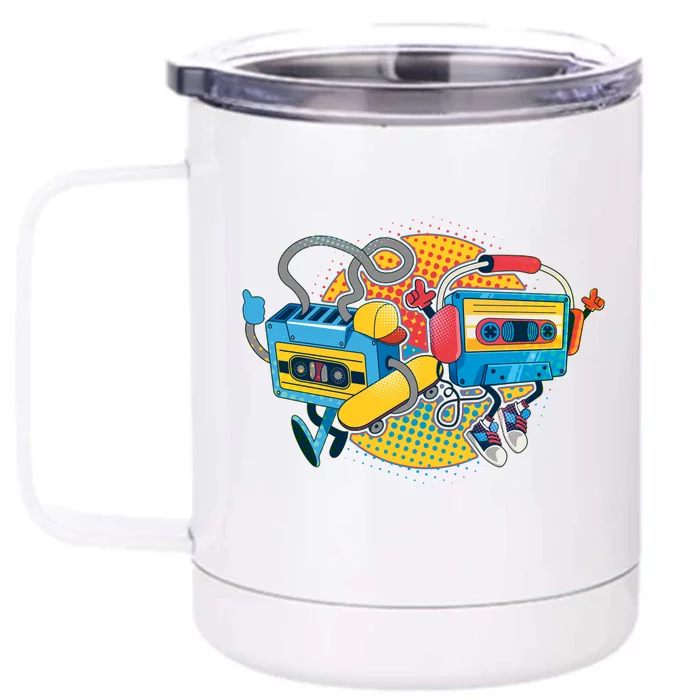 Cool Retro Tapes Front & Back 12oz Stainless Steel Tumbler Cup