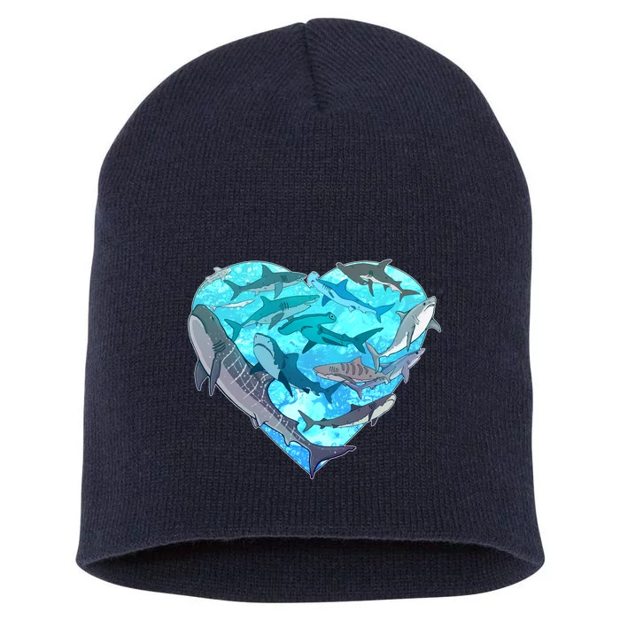 Cool Shark Love Heart Short Acrylic Beanie